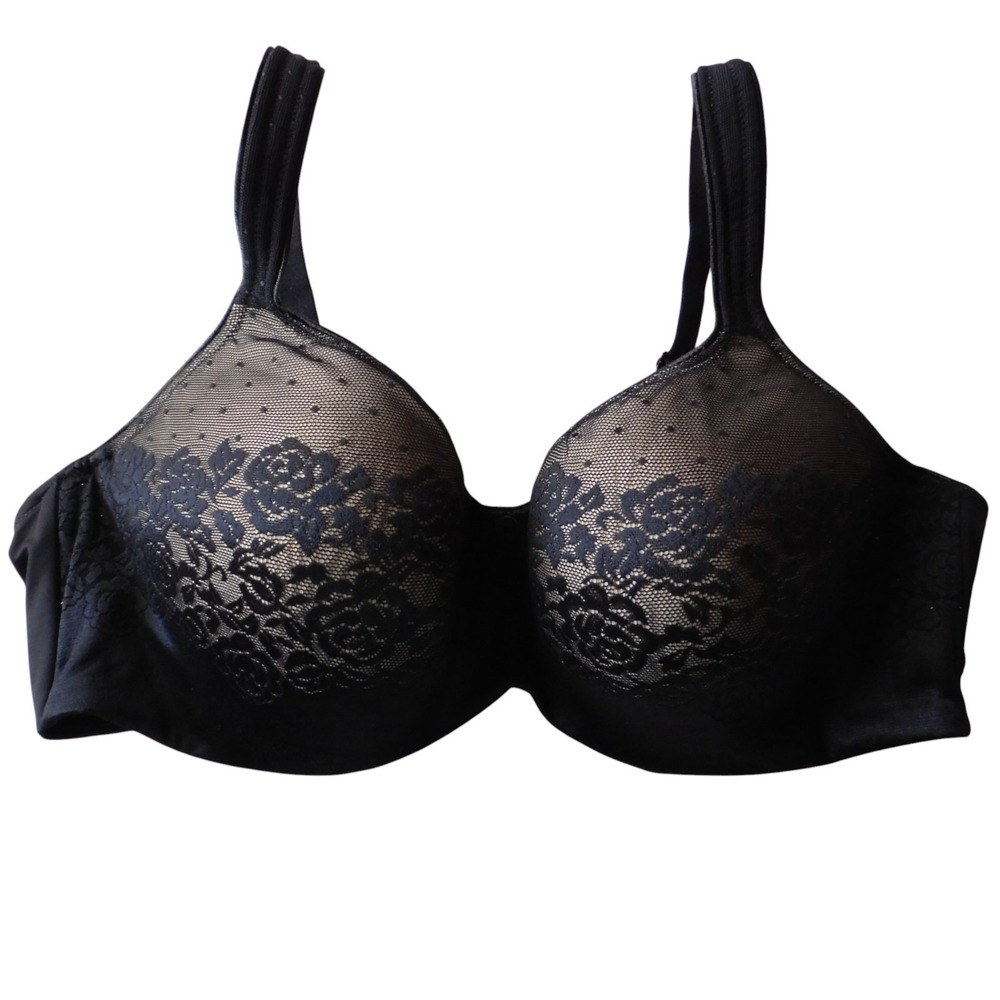 Soma Bra Stunning Support Size 40D Underwire Black Lace Opaque Comfort Straps‎